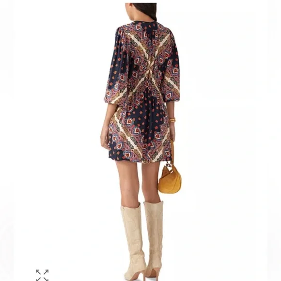 ba&sh Navy and Red Patterned Mini Dress - Picture 2 of 4